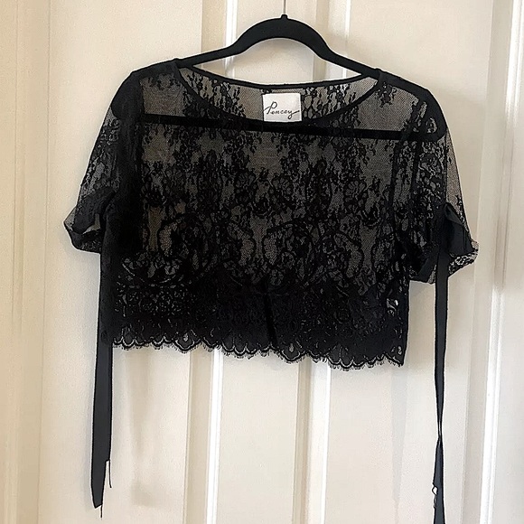 Gorgeous Anthropologie Floating Lace Cropped Blouse By Pencey - Picture 6 of 8